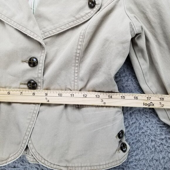 Nori Jacket Womens Medium Tan 100% Cotton Long Sleeve Two Button Blazer - Picture 9 of 12